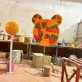 Candy Stand Display for Mall/fiberglass Cotton Candy Prop/luminous Backdrop Lollipop Display
