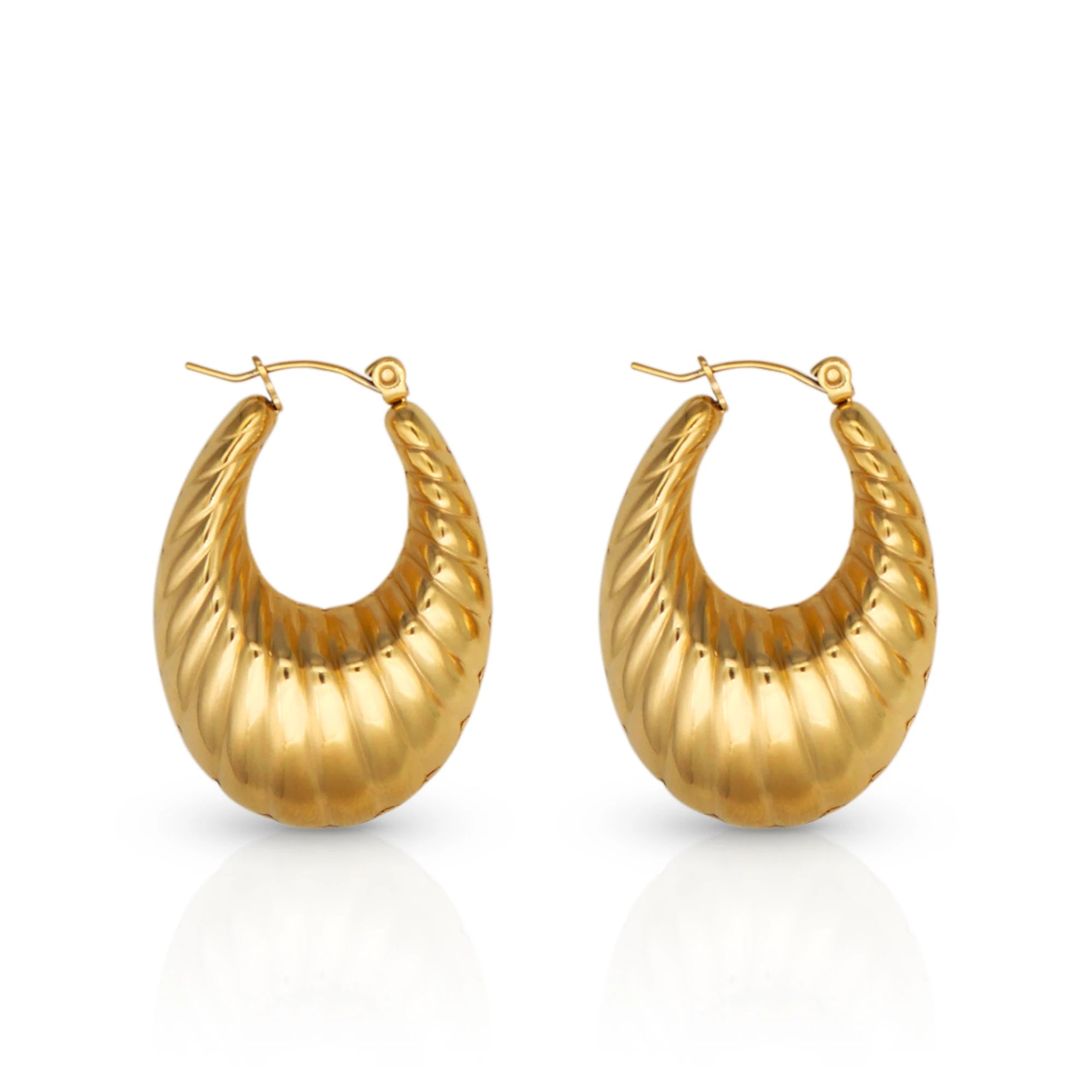 Chris April in Stock Water Resistant 316L Stainless Steel Pvd Gold Plated Braided Hollow Hoop Earrings
