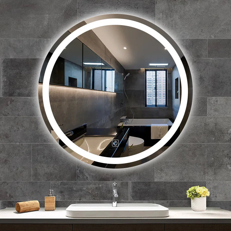 OEM ODM Smart LED Bathroom Mirror Round Anti Fog Dimmable Touch Sensor Vanity Mirror Factory