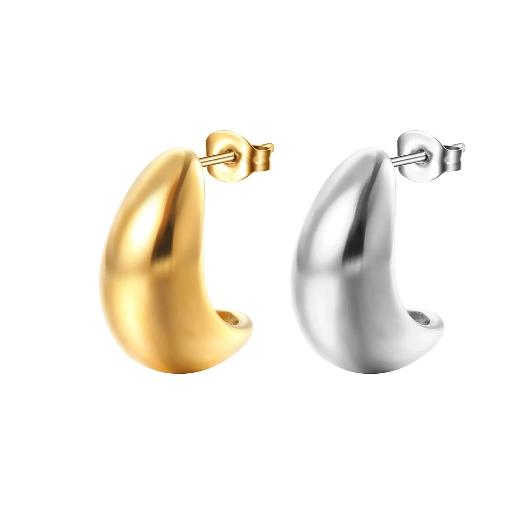Wholesale Stainless Steel Boat Like Shape Earring Gold Plated Bean Earring Jewelry for Women China Manufacturer Factory Supplier