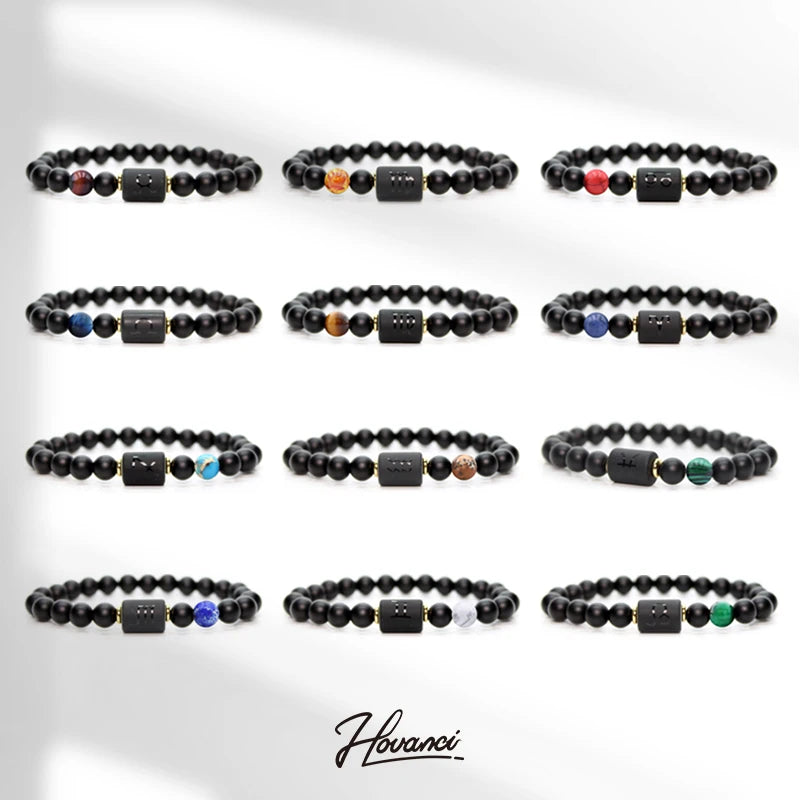 HOVANCI 12 Zodiac Jewellery Natural Stone Bracelets Manufacturing Cheap Natural Stone Bracelets