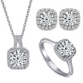 Simple Fashion Wholesale Price Sterling Silver Cute Moissanite Set Earring Ring Necklace 1ct 2ct Round Wedding Jewelry for Women