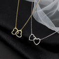 Fashion Pendant Necklaces 925 Sterling Silver Heart Necklace Two Double Plain Hearts Gold Plated Necklaces for Women