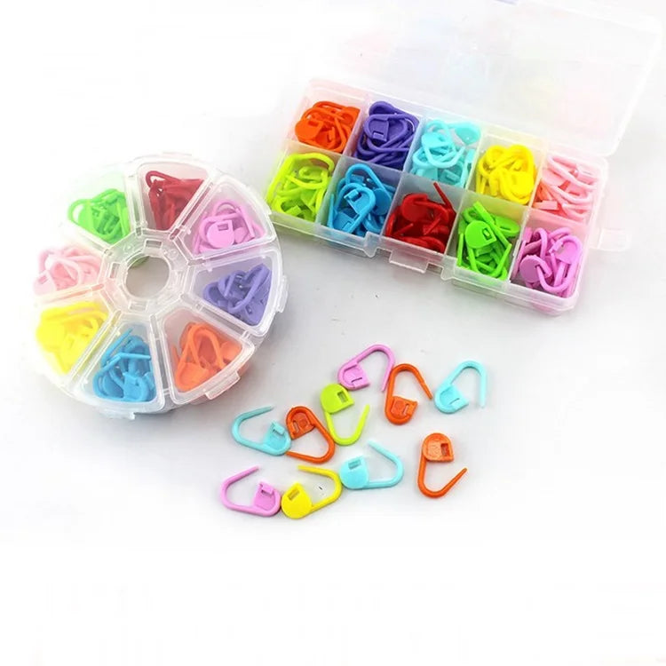 Wholesale  Plastic Knitting Needle Crochet Stitch Needle Clip Locking Stitch Markers With Compartment Box