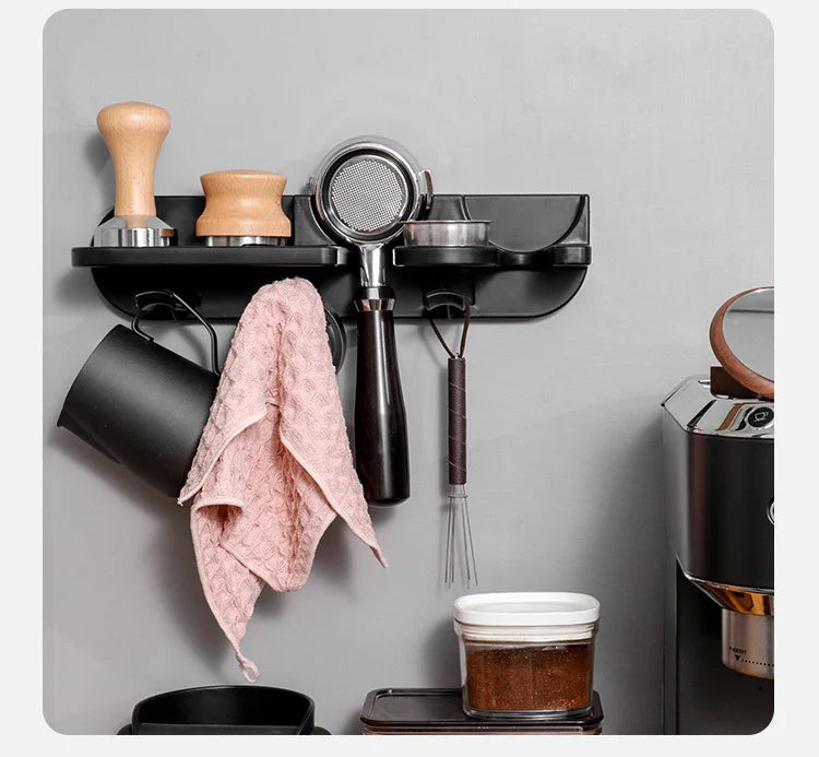 Coffee Portafilter Wall Mount Rack ABS Durable Espresso Portafilter Wall Holder for 51mm 53mm 58mm Coffee Portafilter