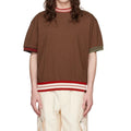 OEM Summer Short Sleeve Crew Neck Stripe Rib Knit Cuff Breathable Cotton T-shirt Men 220 Grams