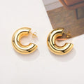 Wholesale 18K Gold Plated Stainless Steel Jewelry S Statement Hollow Huge Large Size Chunky Thick Tube Hoop Stud Earrings Trendy