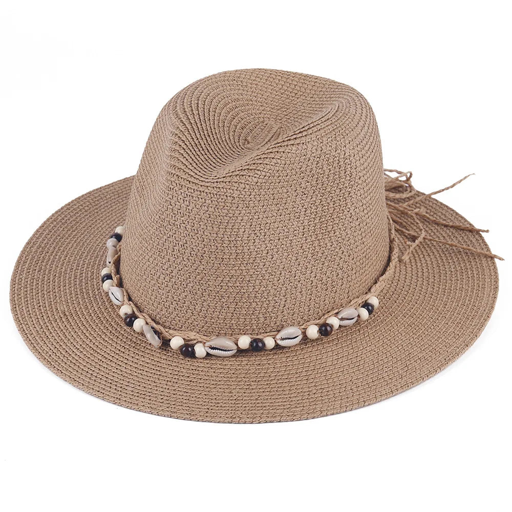 Wholesale Beach Straw Hat Large Panama Paper Hat Summer Sunshade Ladies Travel Visor Hat
