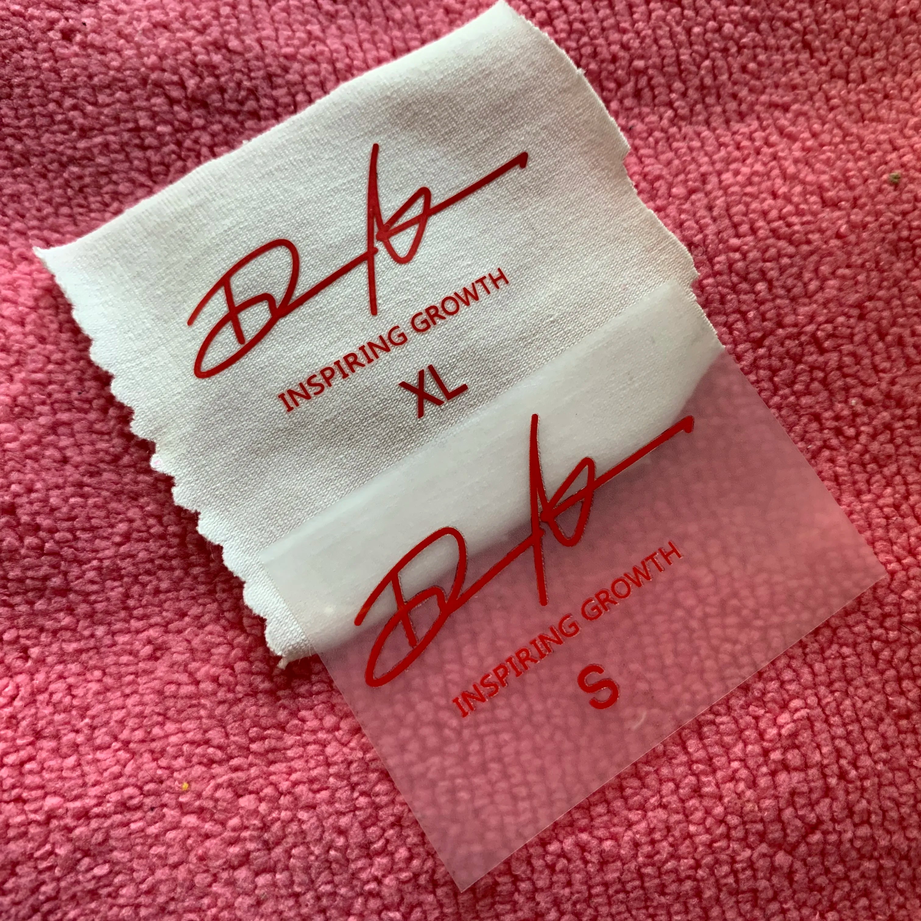 Tagless Neck Size Heat Transfer Labelprinting Red logo Thermal Transfer Sticker for Collar