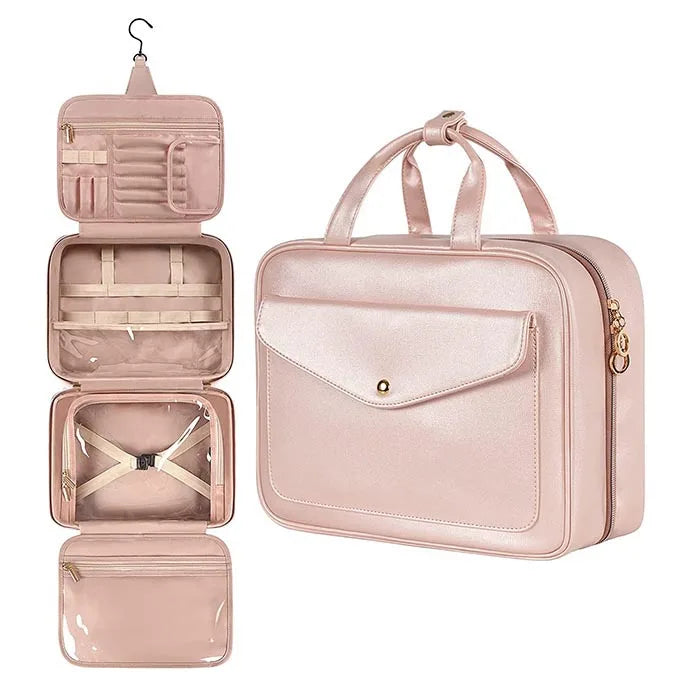 Custom Logo Large Travel Leather Fashion Fruit Pattern Eco-friendly Multifunction Reusable Zipper Hasp Closure Makeup Bag for