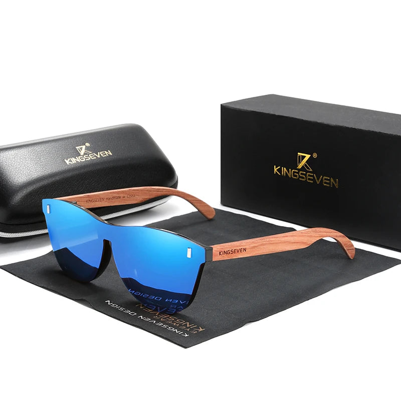 KINGSEVEN Women's Glasses Natural Bubinga Wooden Sunglasses Men Polarized Fashion Sun Glasses Original Wood Oculos De Sol 5510