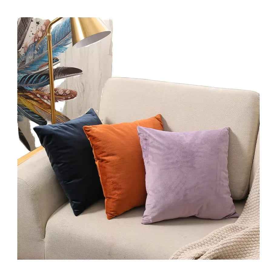 Solid Square Lumbar Pillow Cover for Home & Hotel Use Nordic Style Sofa Backrest Bedside Cushion