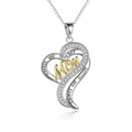 GP106 Elegant 925 Silver Sterling Pendant for Necklace Heart Shape 'I Love You Mom' for Women Zircon Perfect Mother's Day Gift