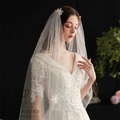 QUEENS GOWN French One-Layer Soft Msh Flower Bridal Veil Simple Accessories for Wedding Dress