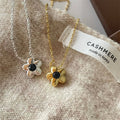 Beautiful 925 Sterling Silver Black Zircon with Flower Pendant Necklace