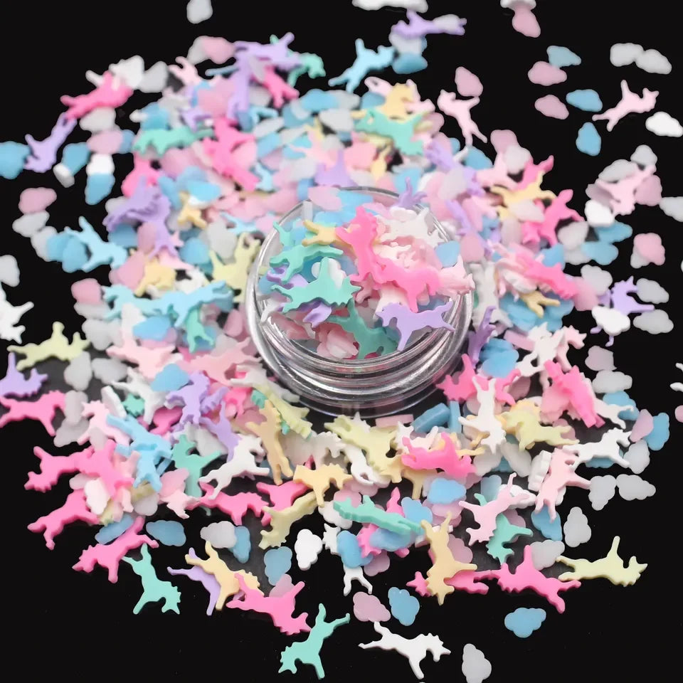 1KG Creative 5-10mm Unicorn Mixed Colorful Cloud Figurine Non-toxic Polymer Clay Slice Sprinkles Slime Shaker Filling Portable