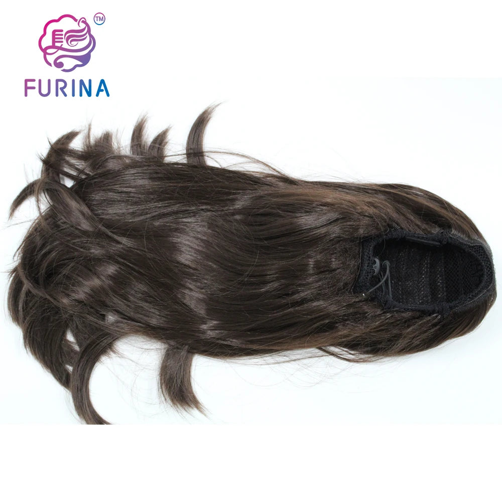 Comfortable Fit Wholesale Popular  16inch 4# 150g Ponytail Holders Thick Hair Drawstring Ponytail Synthetic Hair for Women