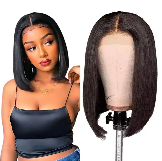 Cheap Virgin Brazilian Human Hair Bob Wigs for Black Women 13x4 Transparent Lace Front Straight Short Bob Human Hair Wig Vendor MegaBDM
