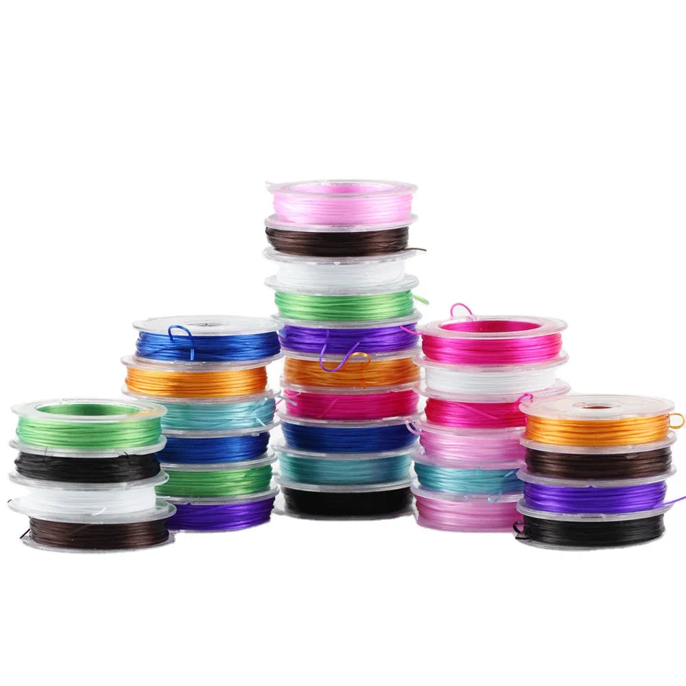 Small Roll 0.8mm 10m Elastic Cord for Bracelet Spun Polyester Sewing Thread Elastic Cord Elastic String Custom Elastic
