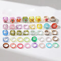 40pcs Pack Cheap Resin Acrylic Ring for Women Teen Girls Chunky Aesthetic Trendy Colorful Cute Jewelry Bulk Statement Dome Rings