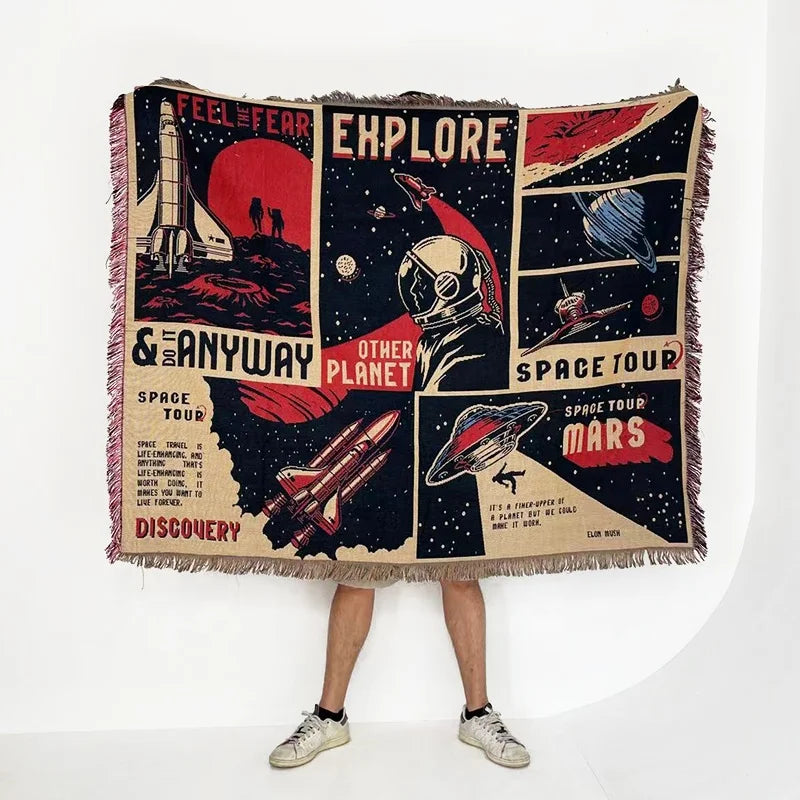 Custom Woven Blanket Eco-friendly Woven Jacquard Decorative Sofa Tapestry Throw Blanket