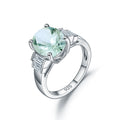 OL0153 Abiding Fine Jewelry Latest Style 925 Sterling Silver Oval Cut 9x11 Natural Prasiolite Quartz Rings Design