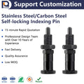 Stainless Steel/Carbon Steel Precision Index Plunger Carbon Steel Locking Spring with Aluminum Knob Fasteners
