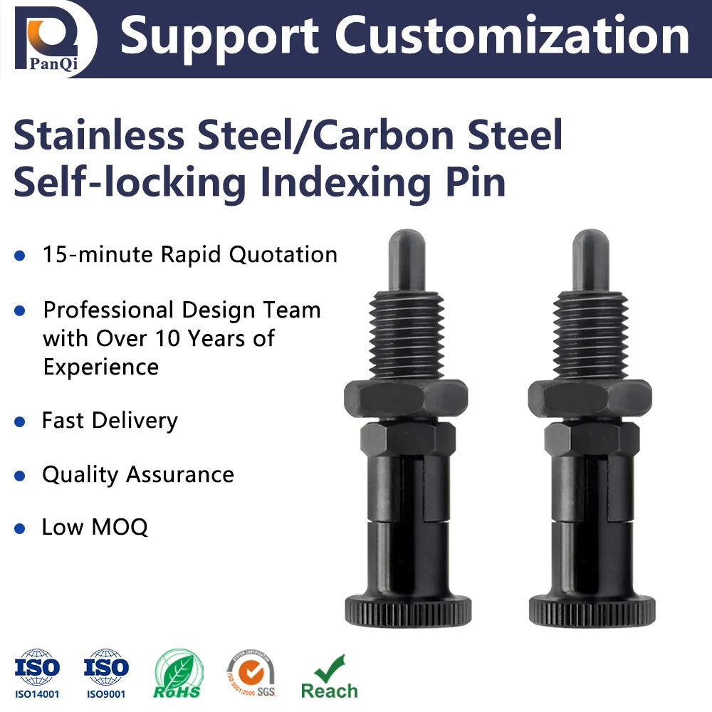 Stainless Steel/Carbon Steel Precision Index Plunger Carbon Steel Locking Spring with Aluminum Knob Fasteners