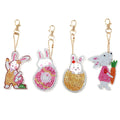 4pcs/Set 5D Diamond Painting Keychain Easter Bunny Egg Bag Special Shaped Drill Pendant Cartoon Diamond Painting Keyring