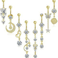 Stainless Steel Piercing Jewelry 8 Pcs/Set Heart Belly Ring Zircon Butterfly Party Belly Button Nail Summer Beach Jewelry Set