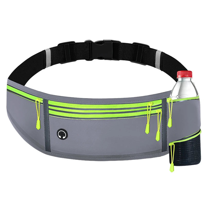 Men Ladies Workout Running Cycling Outdoor Sport Waterproof Four Pockets Zipper Waist Fanny Pack Storage Bag with Water Holder