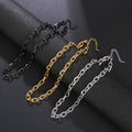 New Fashion Minimalist 18K Gold Plated Silver Black Stainless Steel Link Chain Necklace for Women Trendy Jewelry