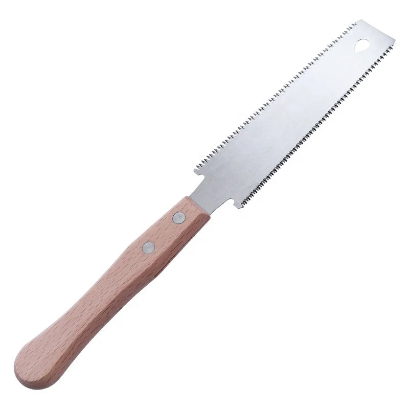 6-Inch Double Edge SK5 Steel Flexible Blade Hand Saw with Beech Handle 14/17 TPI Flush Cut for DIY & Industrial Use
