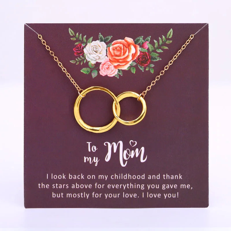 Two Interlocking Connecting Infinity Double Circles Mother Daughter Grandmother Mom Granddaughter Mother's Day Jewelry Necklace