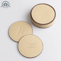 Custom Logo Embossed Engraved Europe Style Waterproof Genuine Leather Durable Promotional Drink Coasters Set Holder Tray Colors