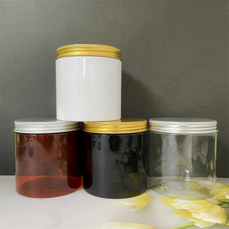 Storage Jar 500cc 16.6oz  Food Plastic  Jar Container for Packaging Honey Jelly with Deep Metal Lid