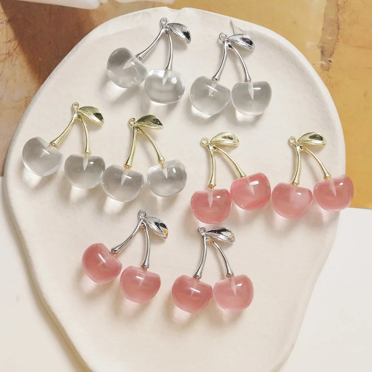 Cute 29*30mm 3D Simulation Fruit Crystal Cherry Pendant Cute Resin Charm for Diy Bracelet Necklace Jewelry Accessories