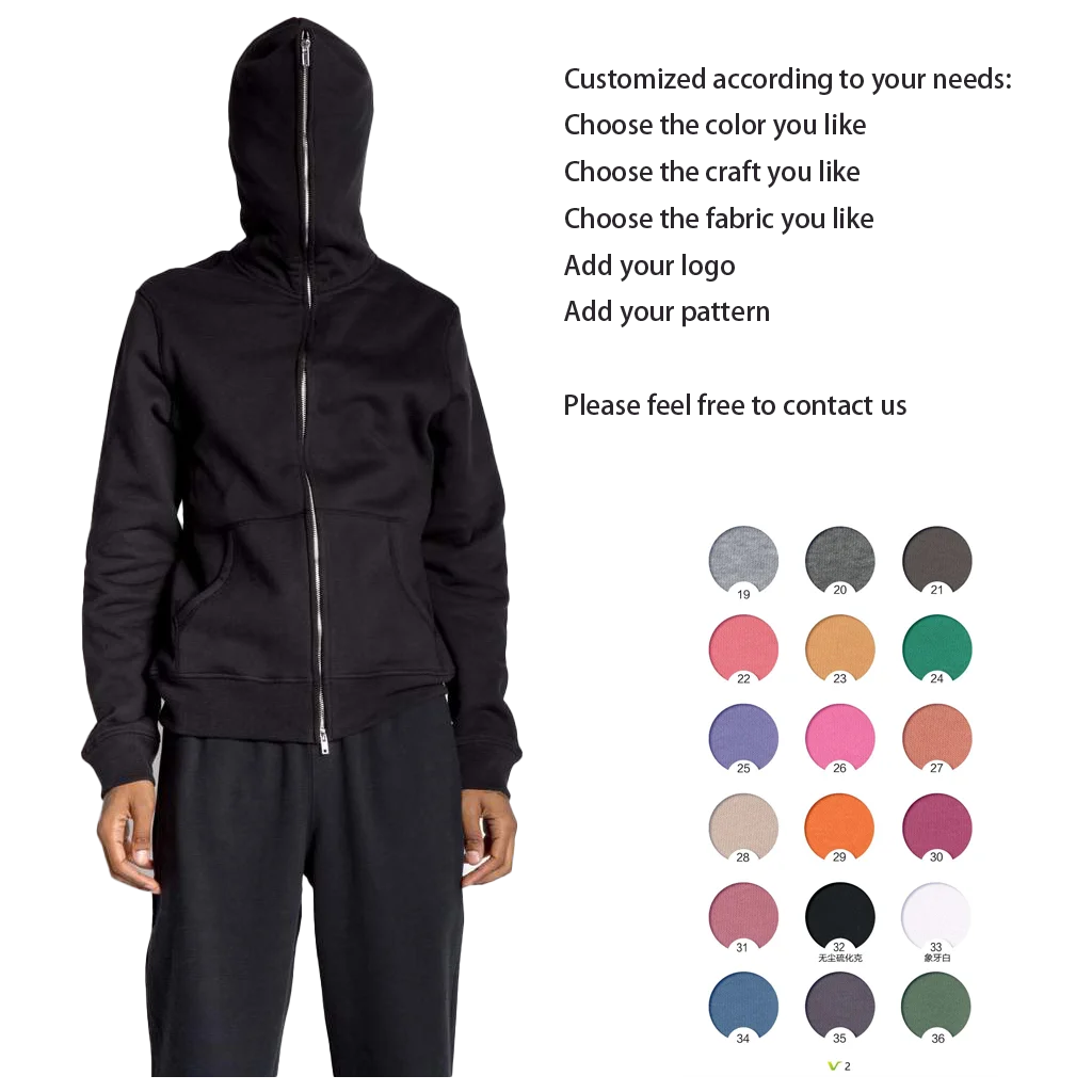 Customizable Oversized Unisex Full Face Zip Hoodies Blank Cotton Casual Full Zipup Hoodie Essentials Hoodie