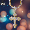 Top Icy Hip Hop Jewelry AAA CZ 18K Gold Plating Arrow Shape Cross Pendant Iced Out Full CZ Cross Necklace for Men and Women