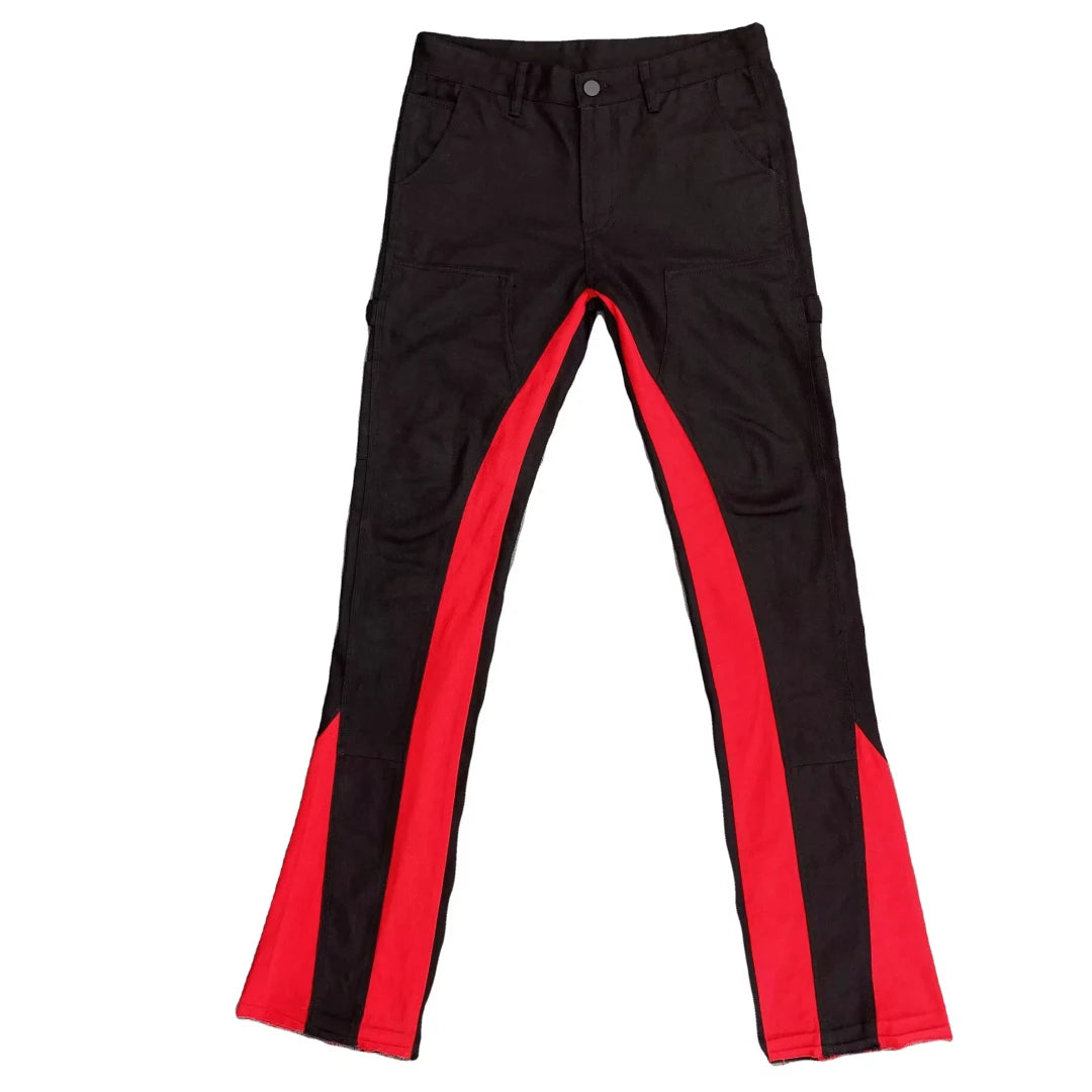 DENIMGUYS New Design Men Flared Jeans Patchwork Color Block Skinny Bootcut Denim Pants Jeans