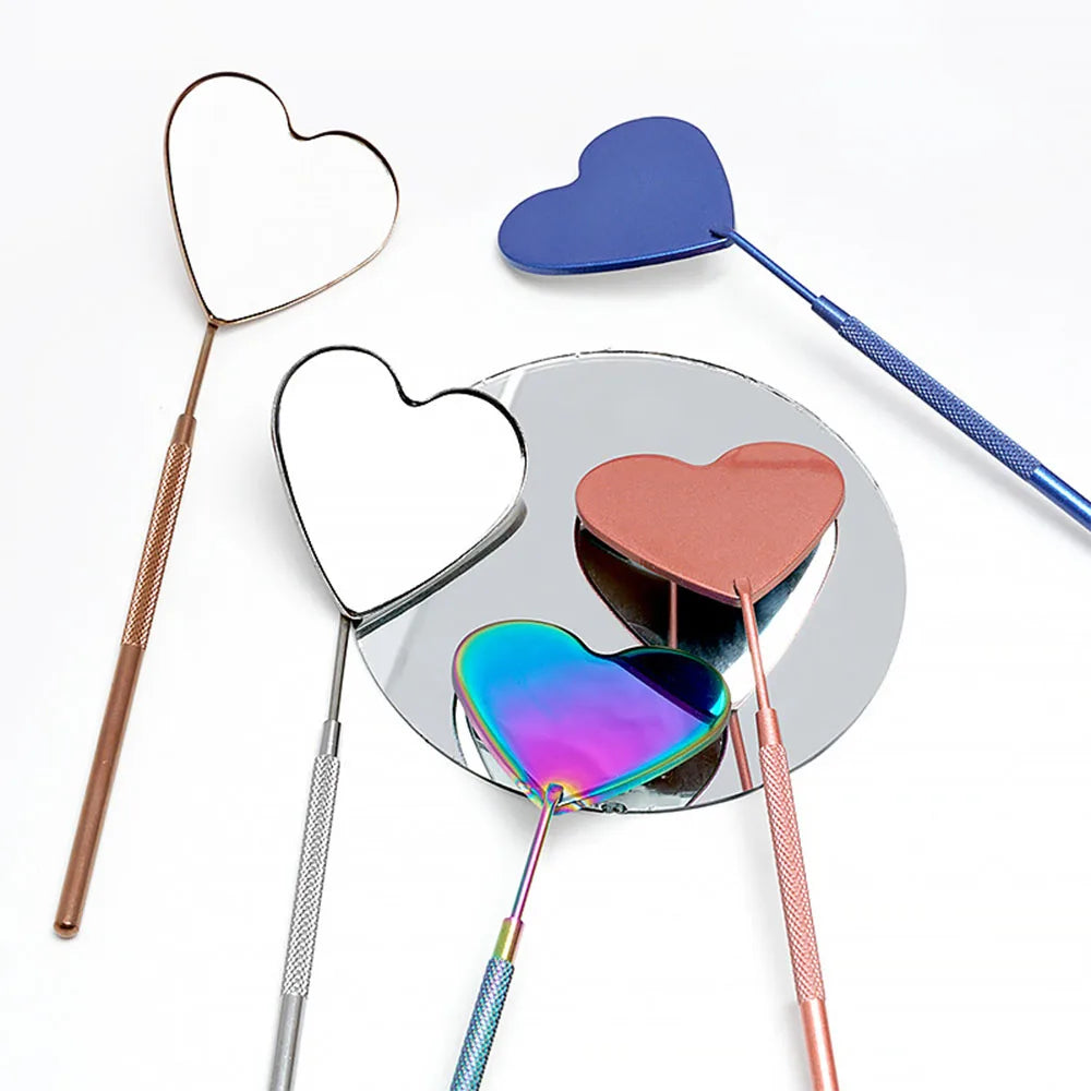 Wholesale Cloud Heart-Shaped Eyelash Extensions Mirror Handle Heart Case and Inspection Mirror Makeup Vendor's Boxes Packaging