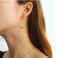 Trendy Gold 18K Plated Stainless Steel Small Ball Drop Stud Hook Earings Jewelry for Man