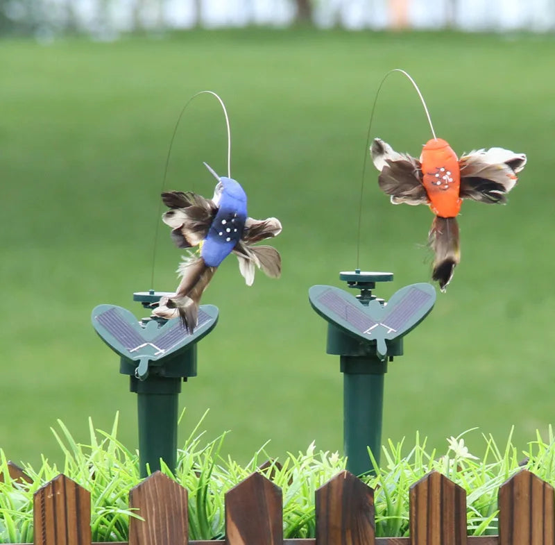 Power Vibration Dancing Fly Fluttering Bird for Garden Yard Decor Stake Flying Fluttering Solar Hummingbird