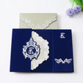Custom Silver Foil Navy Folio Velvet Hardcover Invitations Luxury Acrylic Invite Cards Paper Envelope for Wedding Event