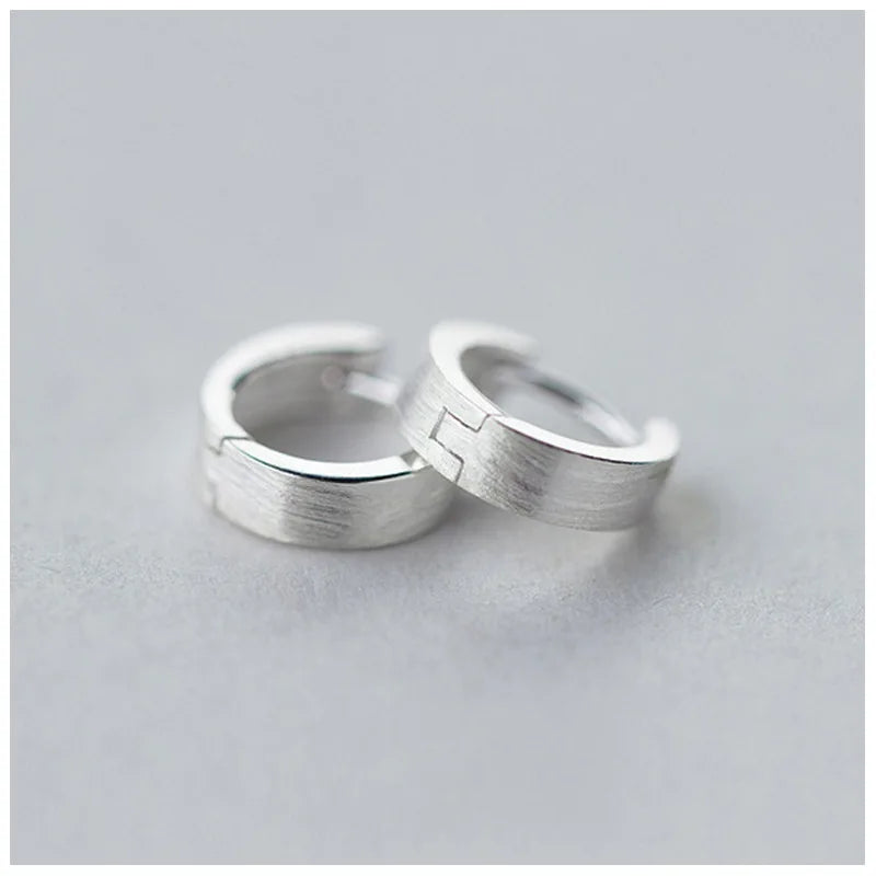 Fashion Romantic 925 Silver Frosted Earring Brushed Hoop Earrings Jewelry for Women Girls