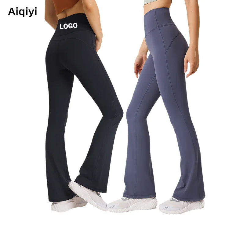2023 Fashion High Waist Solid Color Office Ladies Casual Trousers Casual Flare Long Pants Flare Leggings for Woman