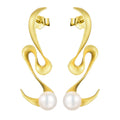 Lotus Fun 925 Sterling Silver 18K Gold Plated Natural Fresh Water Pearl Dangle Earrings for Women Gift Good Quality Fine Jewelry