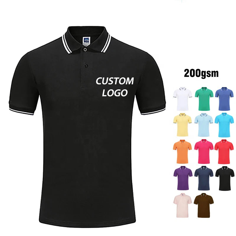 Personalized Simple Comfortable Blank Printing Logo Black  Men Polo T Shirt Men's Clothing Custom Logo