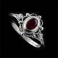 Classic Thai Silver Black Ring with Ruby Ladies Engagement Wedding Band New Style Alloy Jewelry