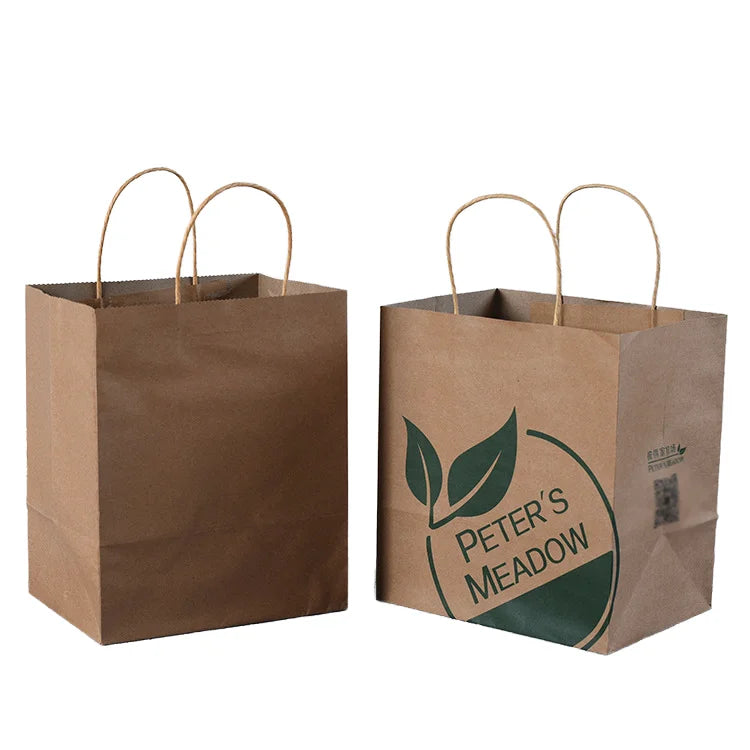 Customized Portable Kraft Paper Bag for Food Snacks for Supermarket Promotions for Cakes Sugar Noodles Milk Sushi Other Foods